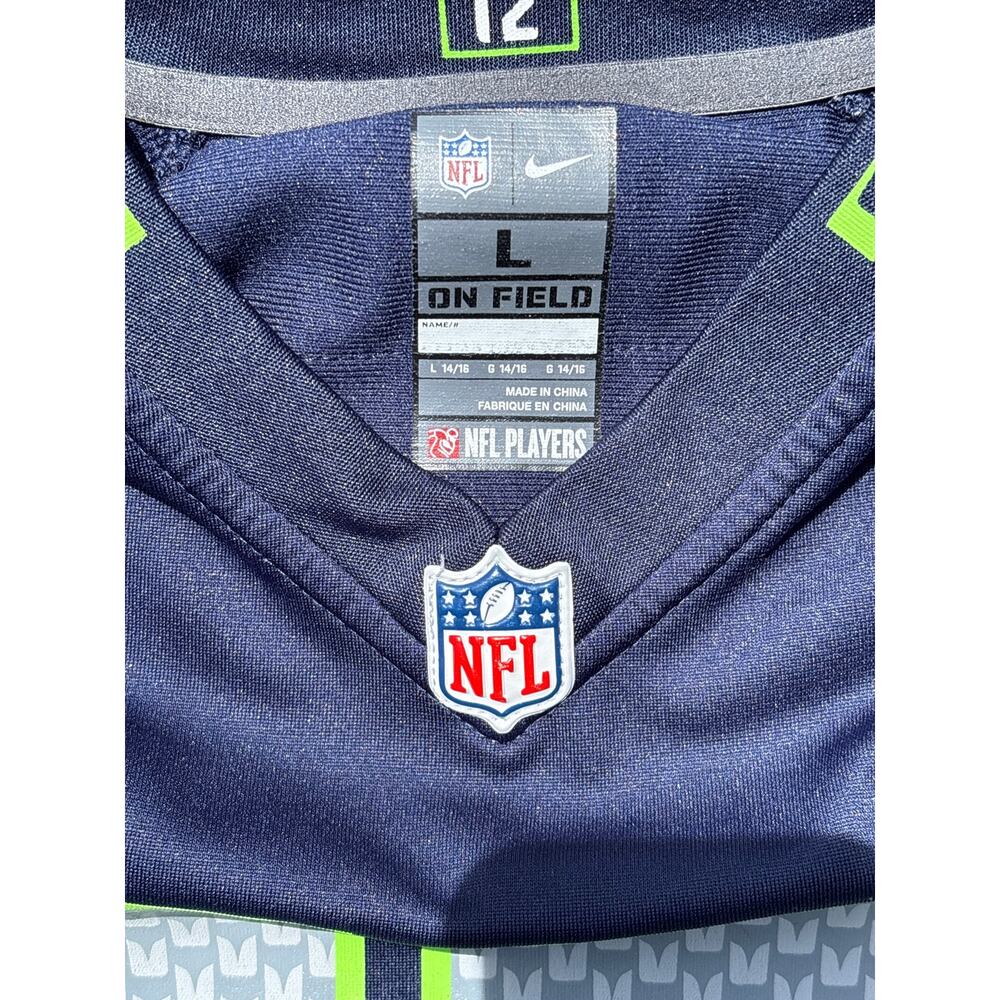 12th Fan Seahawks Nike On field NFL Jersey Youth Large official football Blue - Picture 6 of 6